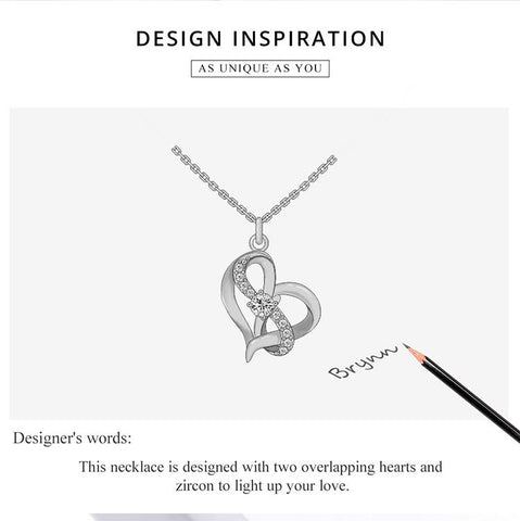 925 Sterling Silve  Forever Love Heart Pendant Necklace-JW01214-Veeddydropshipping