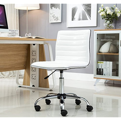Swivel Mid Back Armless Ribbed Designer Task Chair-HA01734-Veeddydropshipping