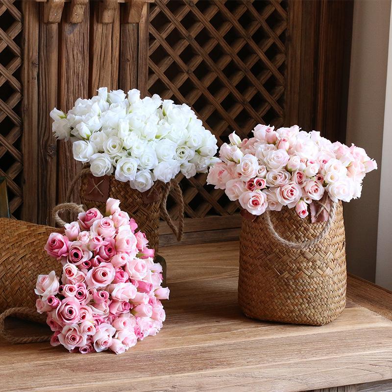 Small Rose Bouquet Silk Flower Home Table Decoration-HA01861-Veeddydropshipping