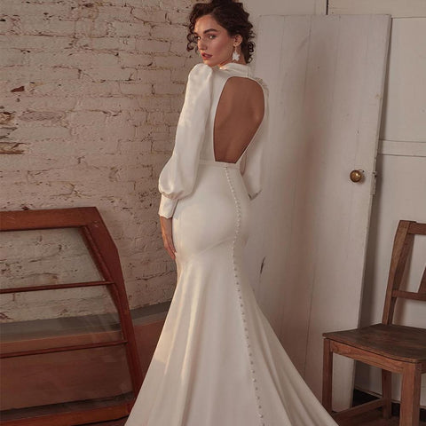 Elegant Classic Wedding Dresses Long Sleeves-WF01573-Veeddydropshipping