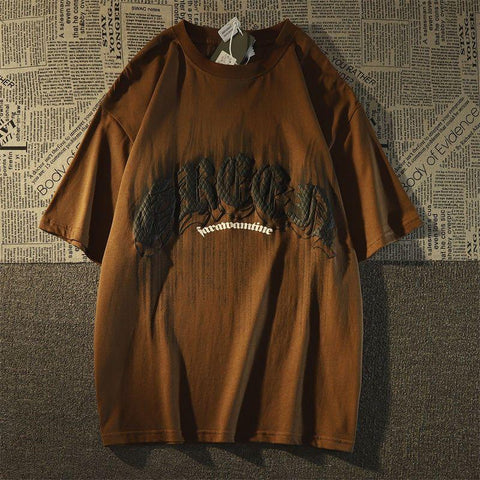 Retro short sleeved T-shirt for men and women's summer loose casual clothing-Veeddydropshipping