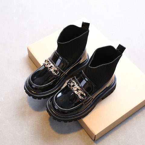 Children Fur Short Ankle Boots Toddlers Girls PU Leather Shoes-TB00140-Veeddydropshipping