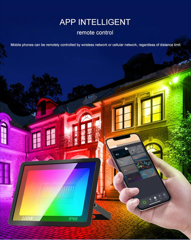Smart RGB Floodlight For Garden 100W Spotlight Outdoor Lawn Lighting-TI00886-Veeddydropshipping