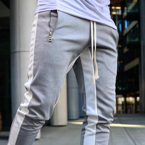 Bodybuilding Gym Long Sweatpants Contrast Colors Elastic-MF00438-Veeddydropshipping
