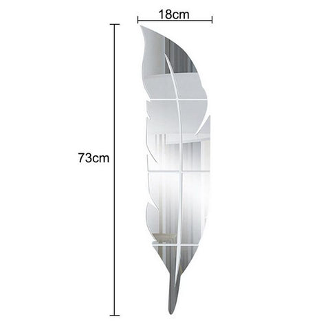 Large Feather 3D Mirror Wall Sticker-HA00223-Veeddydropshipping