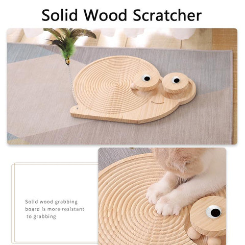 Solid Wood Cat Scratcher Turntable Tracks-HA01439-Veeddydropshipping