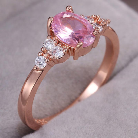 Romantic Pink  Cubic Zircon Stone Princess Rings -JW00017-Veeddydropshipping