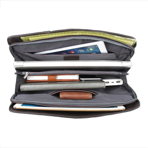 Genuine Leather 14&#39;&#39; Laptop Office Men Briefcase-BS00495-Veeddydropshipping