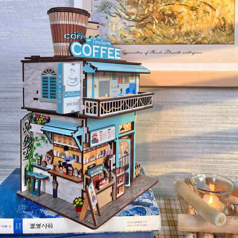 DIY Wooden Model Building Kits Coffee Inductive Storage Box City Street-TB01492-Veeddydropshipping