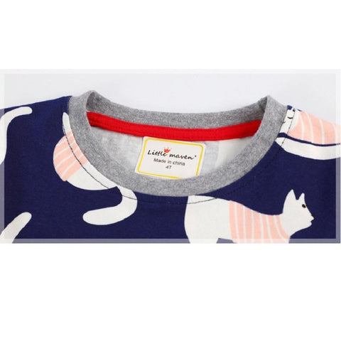 Baby Gilr Dress Girls Spring Autumn Dresses For 1-6 Years Cotton Cartoon Cat-TB00899-Veeddydropshipping
