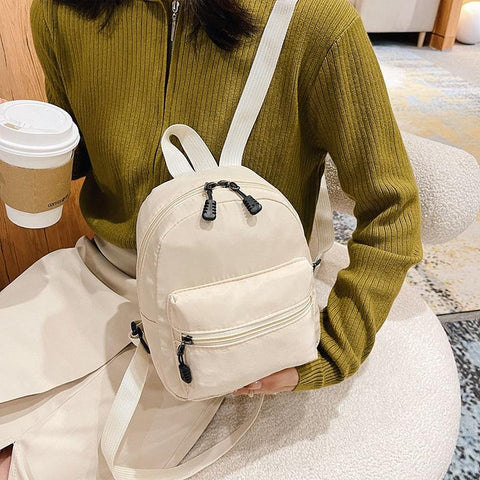 Trend Nylon Female Bag Small School Bags White Rucksack For-BS00095-Veeddydropshipping