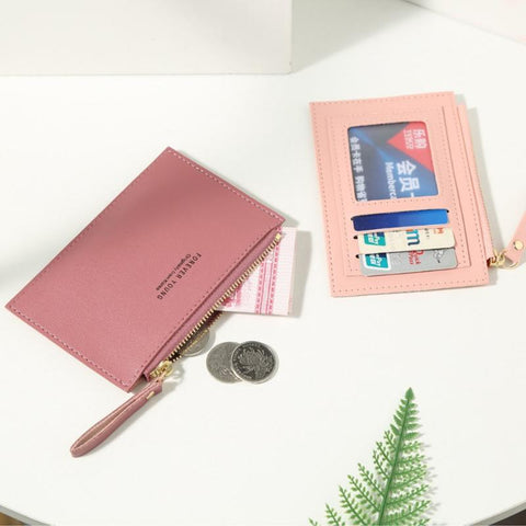 zipper small coin purse credit card holder solid color business-BS00586-Veeddydropshipping