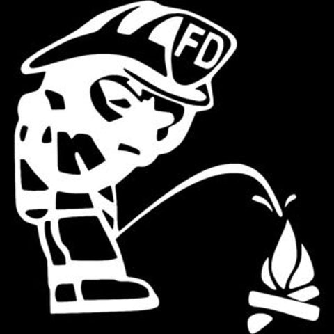 Peeing on Fire Fun Decals Black/Silver KK Vinyl Accessories-AM00989-Veeddydropshipping