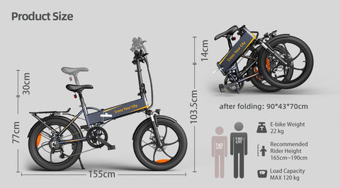 A20XE Folding Electric Bicycle 20Inch Off Road Ebike 250W 36V 10.4AH Powerful -OS00936-Veeddydropshipping