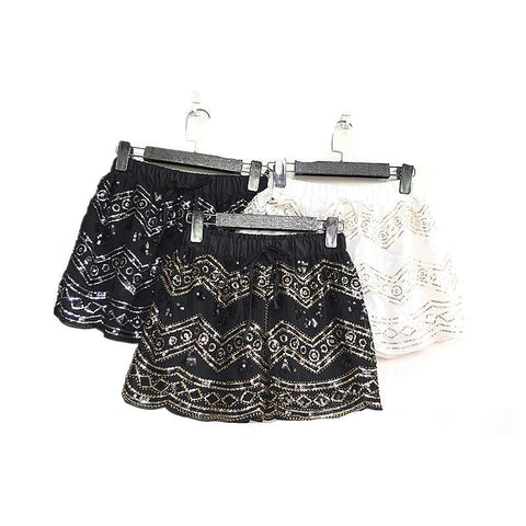 bead work chiffon shorts women-WF00559-Veeddydropshipping