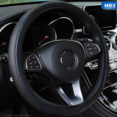 Skidproof Anti-Slip Embossing Microfiber Leather Steering Wheel Cover-AM01375-Veeddydropshipping