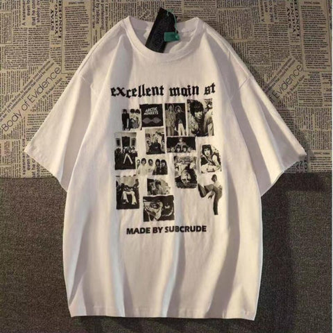figure print short sleeve tshirt men ins summer loose