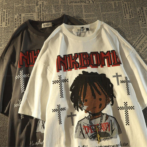 high street cross cartoon characters short sleeved t-shirts