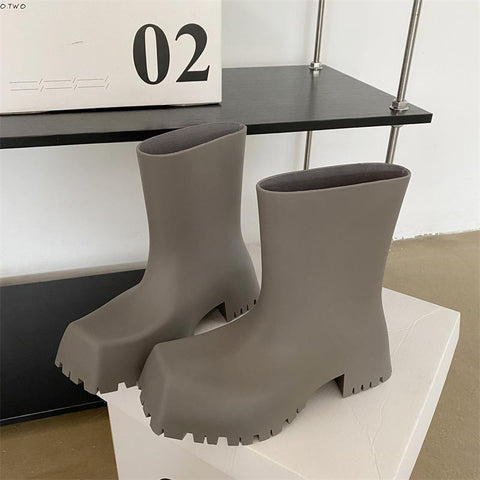 Rain Boots Waterproof Non-slip Short Boot Square Toe Soft-BS00968-Veeddydropshipping