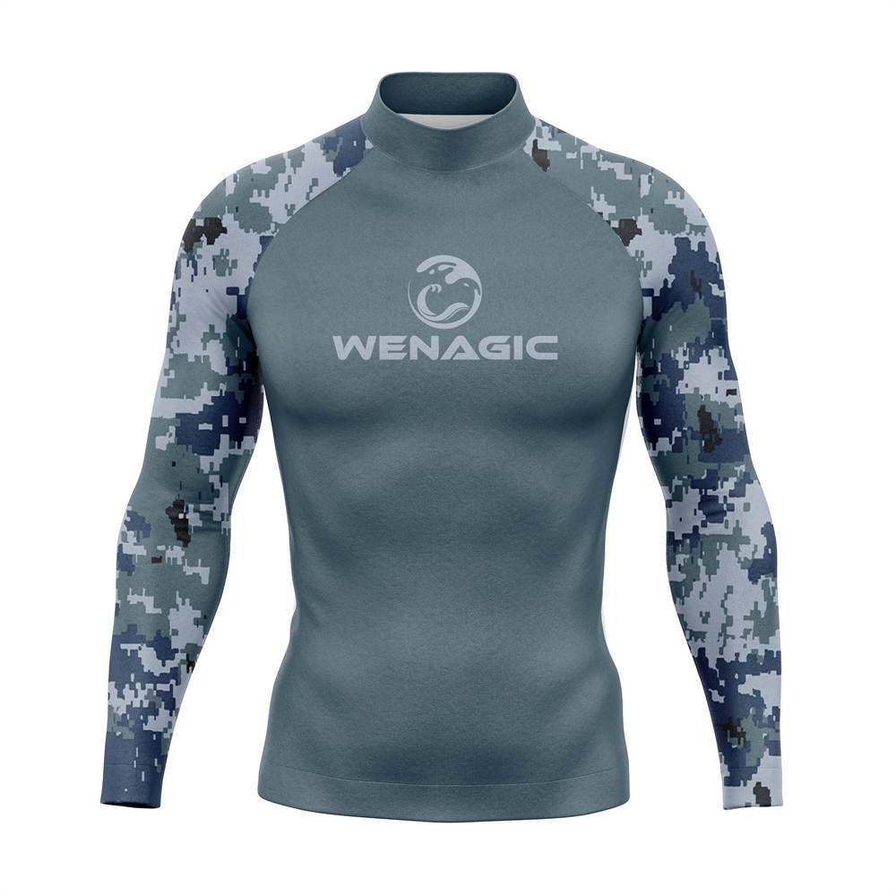 New Men Rash Guard Long Sleeves Surf Diving Swimwear Quick Dry Sunscreen Beach -OS00229-Veeddydropshipping