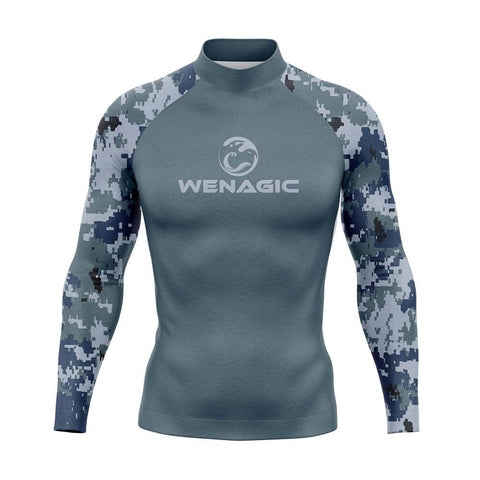 New Men Rash Guard Long Sleeves Surf Diving Swimwear Quick Dry Sunscreen Beach -OS00229-Veeddydropshipping