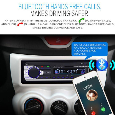 1 Pcs Car Radio Player Bluetooth Car Audio Stereo In-dash Aux Input-AM00653-Veeddydropshipping