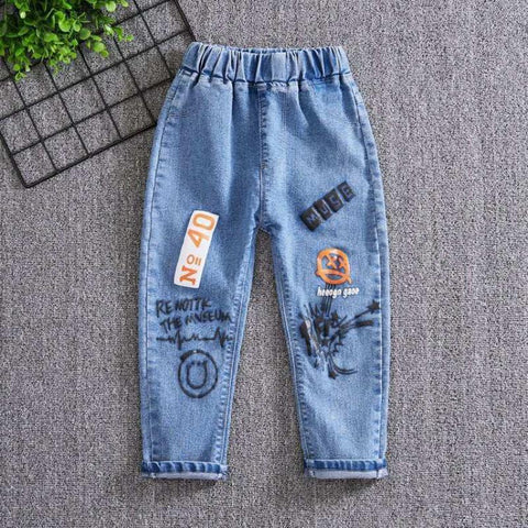 Kids Girls Denim Jeans Pants Spring Autumn Trousers Elastic Waistband-TB01246-Veeddydropshipping