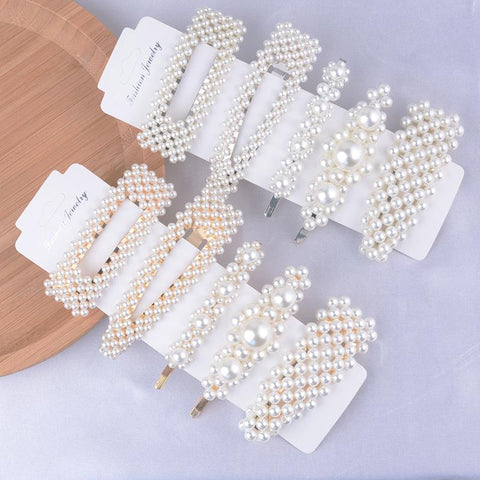 Fashion Pearl Hair Clip Snap Button Hair Pins for Women  -JW00504-Veeddydropshipping