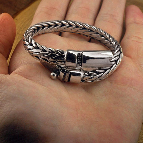 925 Sterling Silver Viking Bracelet Handcrafted Jewelry-JW00114-Veeddydropshipping