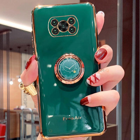 Luxury Ring Holder Plating Phone Case On For Xiaomi Mi Poco X3 Pro X3pro-PA00330-Veeddydropshipping