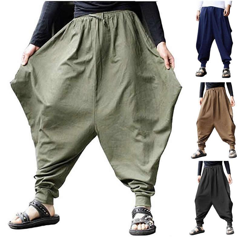 Linen Harem Pants Men Baggy Japanese Style Joggers-Veeddydropshipping