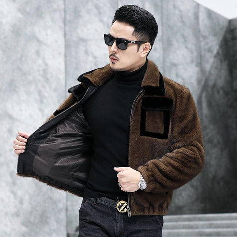 Men 2023 Autumn Winter Fashion Sheep Shearing Jackets Male Leopard-TB01232-Veeddydropshipping
