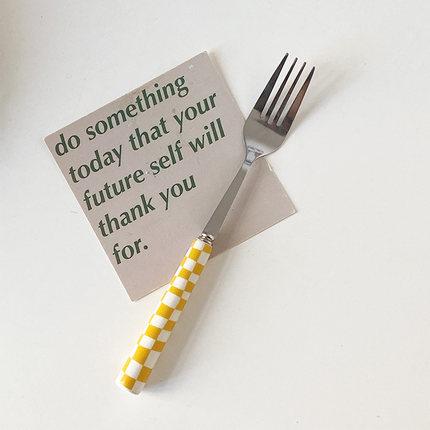 Stainless Steel Knife Fork Spoon with Checkerboard-HA01322-Veeddydropshipping
