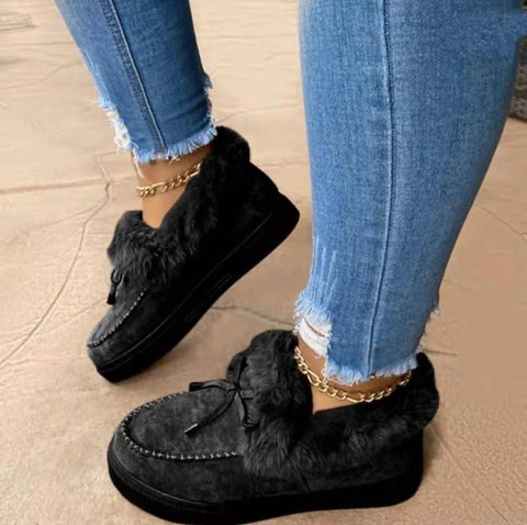 Leather Snow Boots Plush Natural Fur Warm Slip-on Ladies-BS00977-Veeddydropshipping