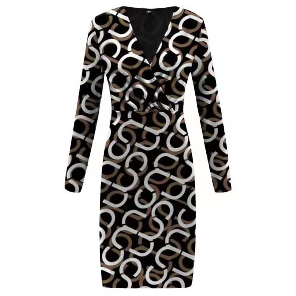 Sexy Deep V-neck Long Sleeve Midi Bodycon Dress-WF00085-Veeddydropshipping