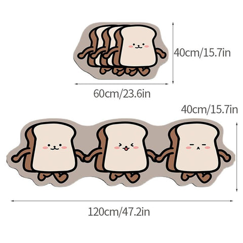 Kawaii Bread Bear Kitchen Mat Floor Waterproof-HA00484-Veeddydropshipping