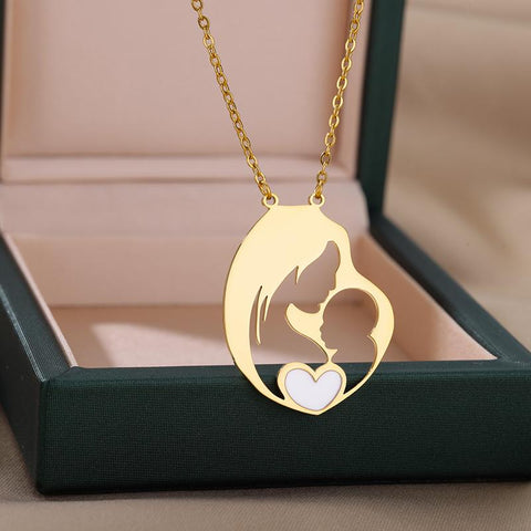 Pendants Necklace Child Pregnant Heart Stainless Steel  Jewelry-JW01222-Veeddydropshipping