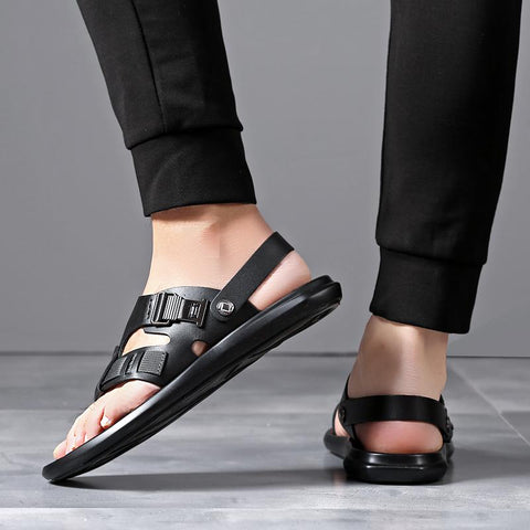 Summer Beach Shoes Male Black Luxury Slippers Outdoor-BS01556-Veeddydropshipping