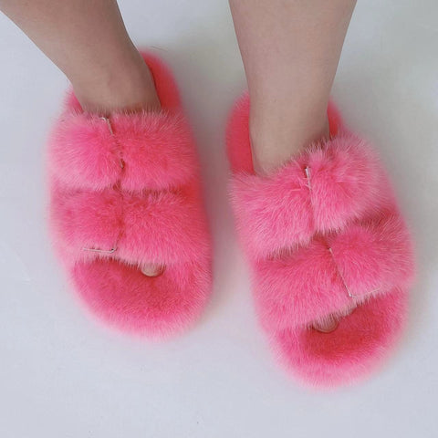 Real Mink Shoes Flat Bottomed Home Women&#39;S-BS01262-Veeddydropshipping