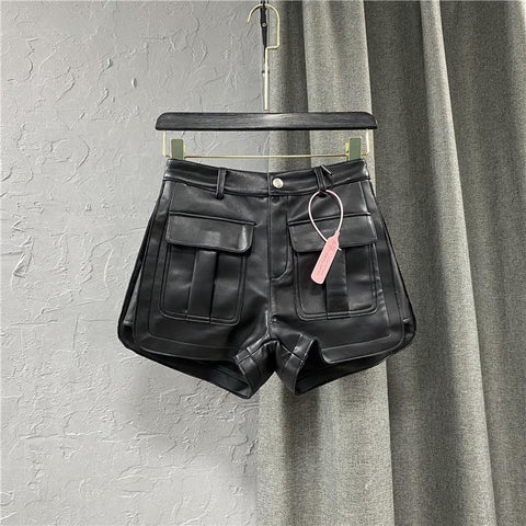 High Waist Cargo Short Pants Loose Pockets-WF00534-Veeddydropshipping
