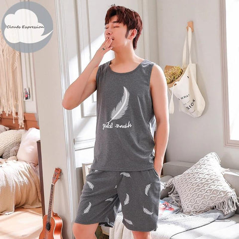 homme, manches courtes, en coton, dessin animé, ensemble décontracté, costume-MF01610-Veeddydropshipping