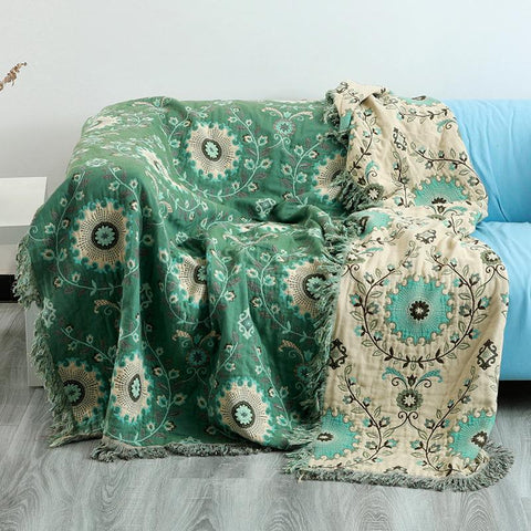 Bohemian Style Cotton Bedspread Warm Throw Blanket-HA00561-Veeddydropshipping