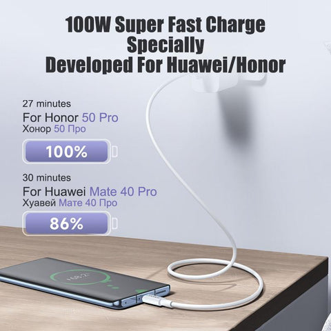 7A 100W USB Type C Fast Charging Cable For Xiaomi Redmi Note 12 11 Huawei P30 Mate 50 Pro-PA00423-Veeddydropshipping