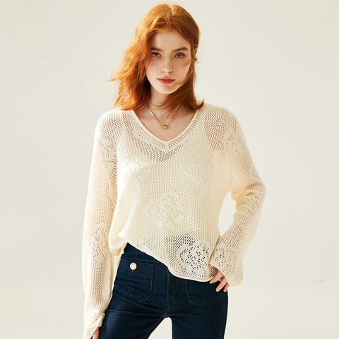 Long Sleeve Knitted Women Sweaters V-Neck Clothes-WF00074-Veeddydropshipping