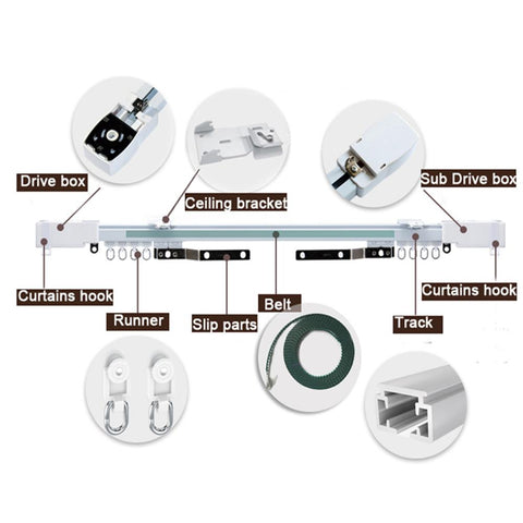 Smart Curtain Track Private Custom Electric Curtain Rail motorized Curtain-TI01059-Veeddydropshipping