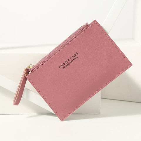zipper small coin purse credit card holder solid color business-BS00586-Veeddydropshipping