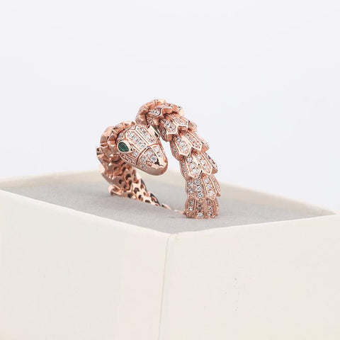 Snake Ring Adjustable Opening Winding Silver Color Zirconia Fashion   -JW00395-Veeddydropshipping