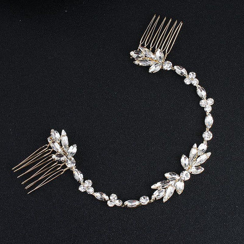 Classic Wedding Long Hair  Crystal Bride Hair Jewelry -JW00490-Veeddydropshipping