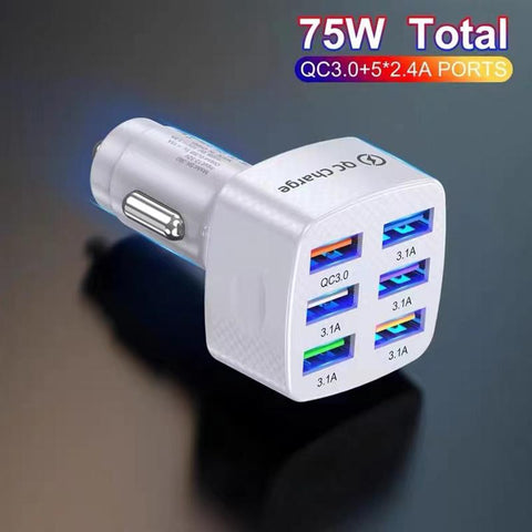 75W 6 Ports USB Car Charger 15A super fast charge-Veeddydropshipping