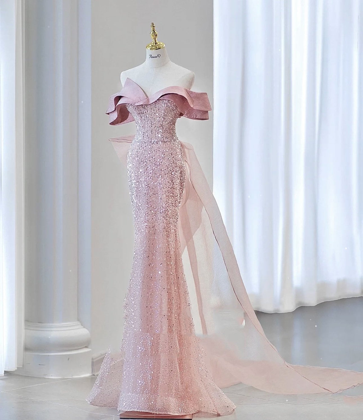 Sexy Off the Shoulder Sequin Gown-Veeddydropshipping